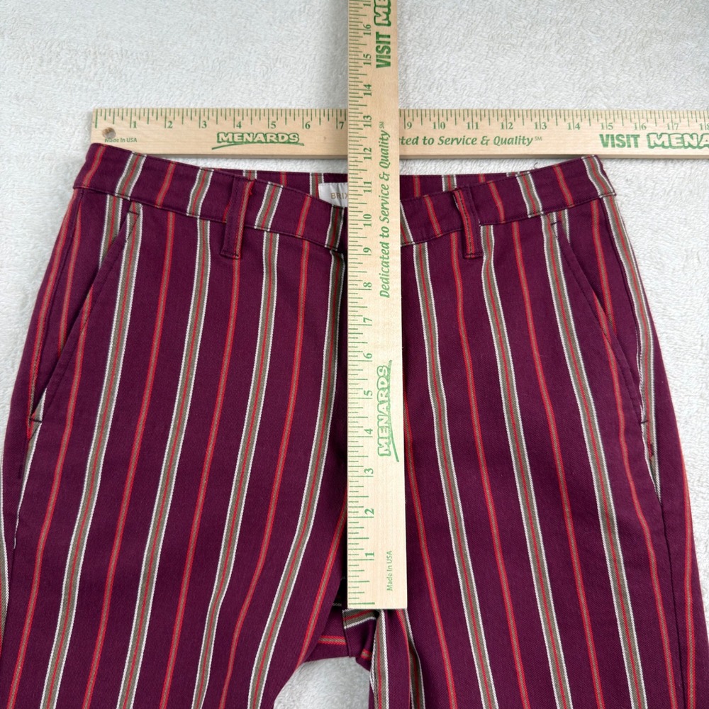 Brixton Striped Straight Leg Pants Burgundy Red Preppy 90s Y2K Size 26 Indie - Picture 5 of 10